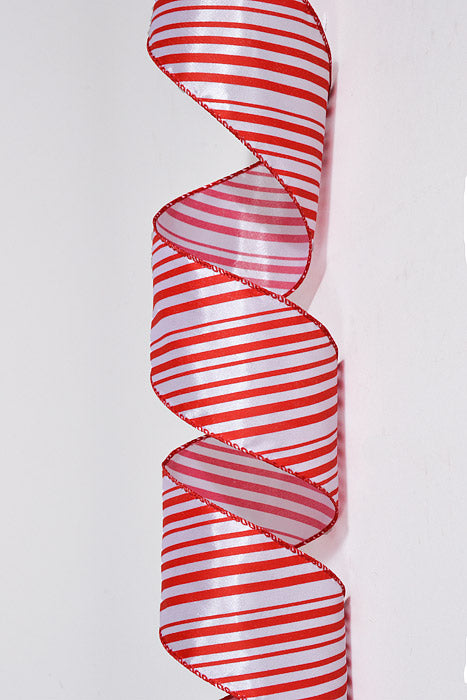 2-1/2" X 10Yds Wired Peppermint Ribbon Red/White