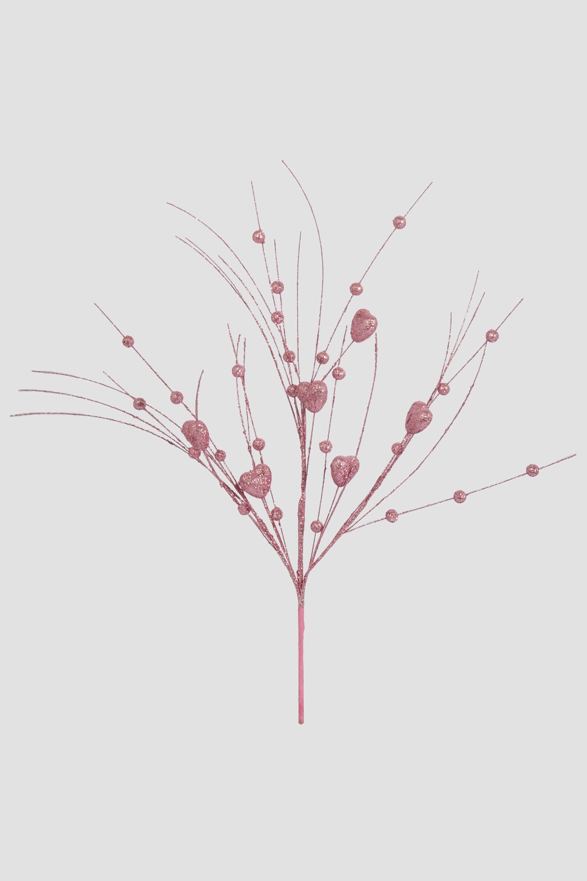 24" Glitter Hearts/Berries Stem Pink