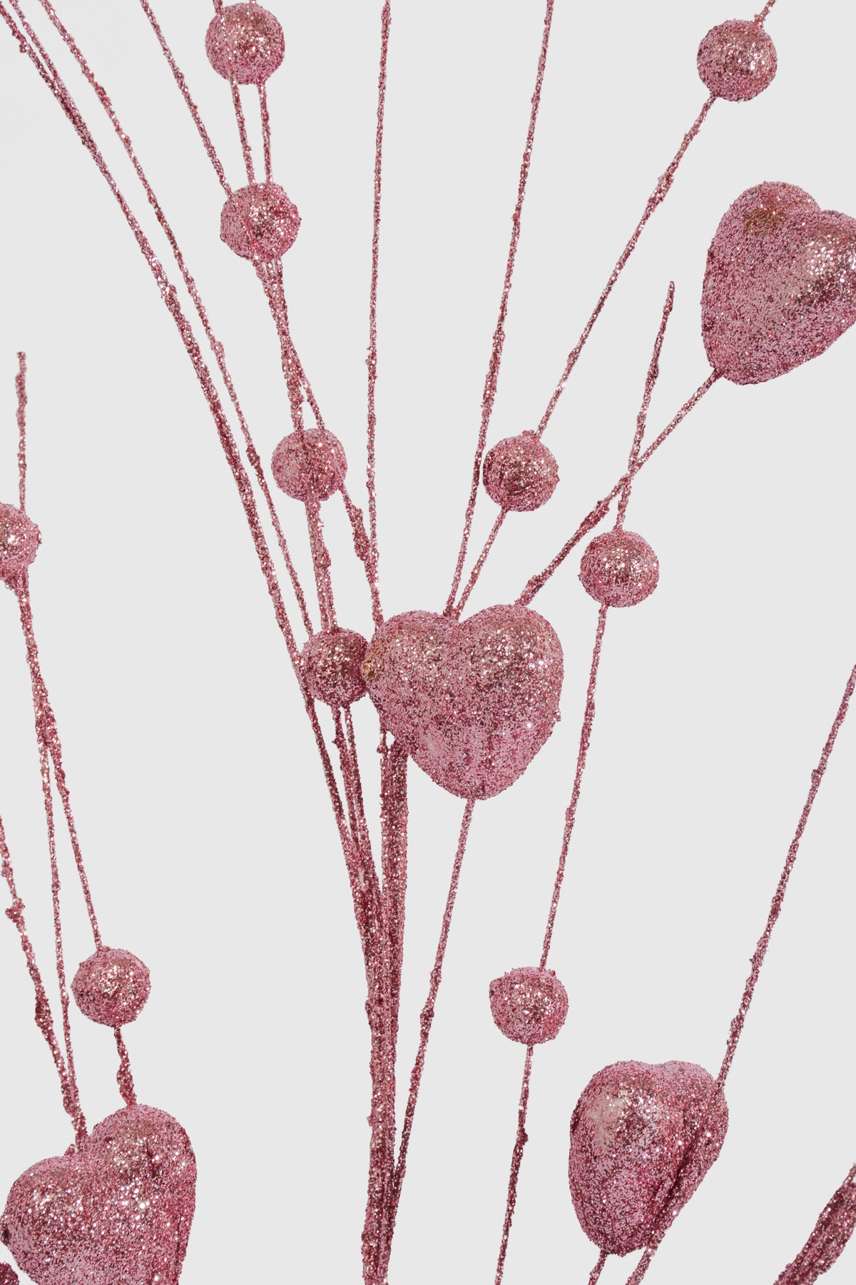 24" Glitter Hearts/Berries Stem Pink