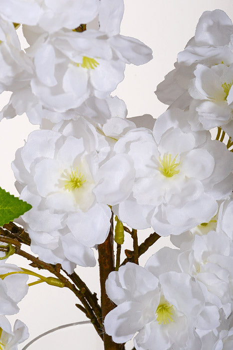 25" Silk Cherry Blossom Spray White