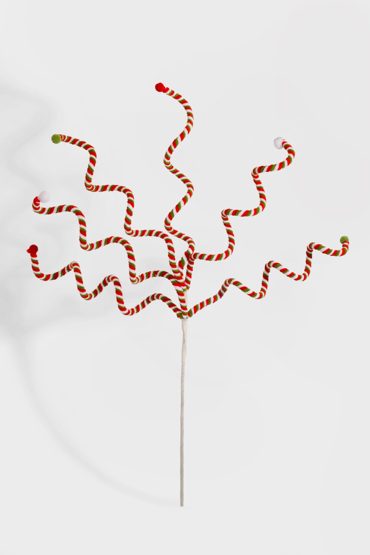 24" Plush Curly Stem Green/Red/White