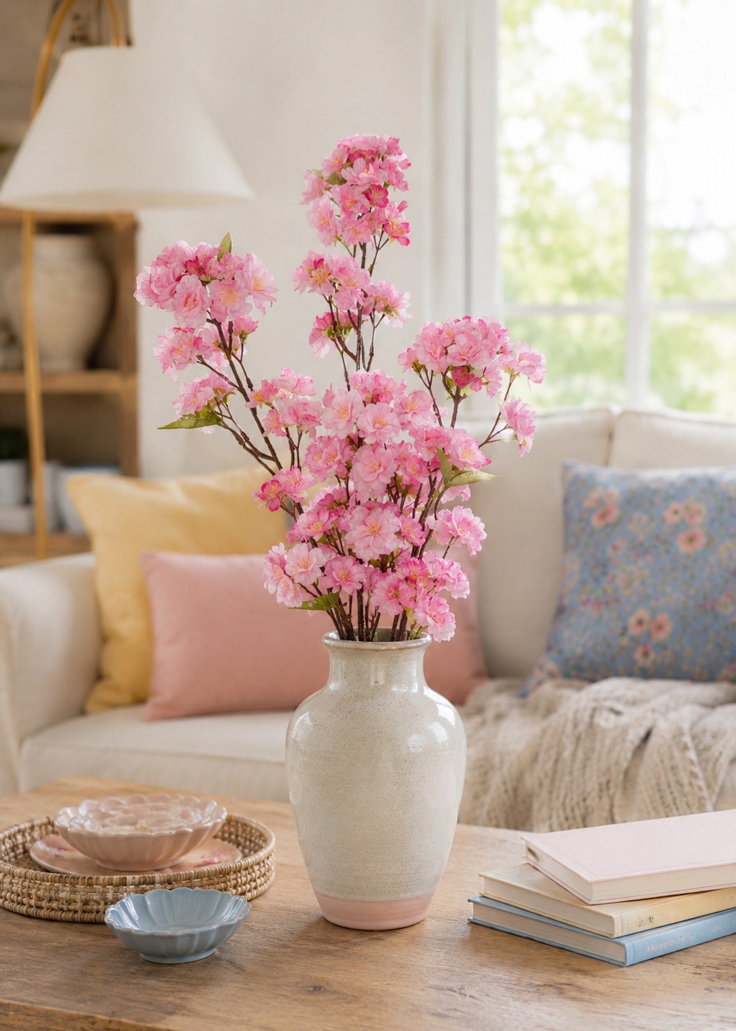 36" Silk Cherry Blossom Spray Pink