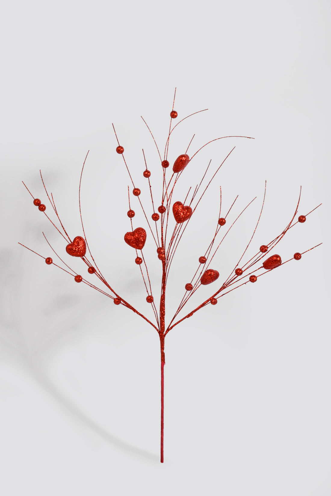 24" Glitter Hearts/Berries Stem Red