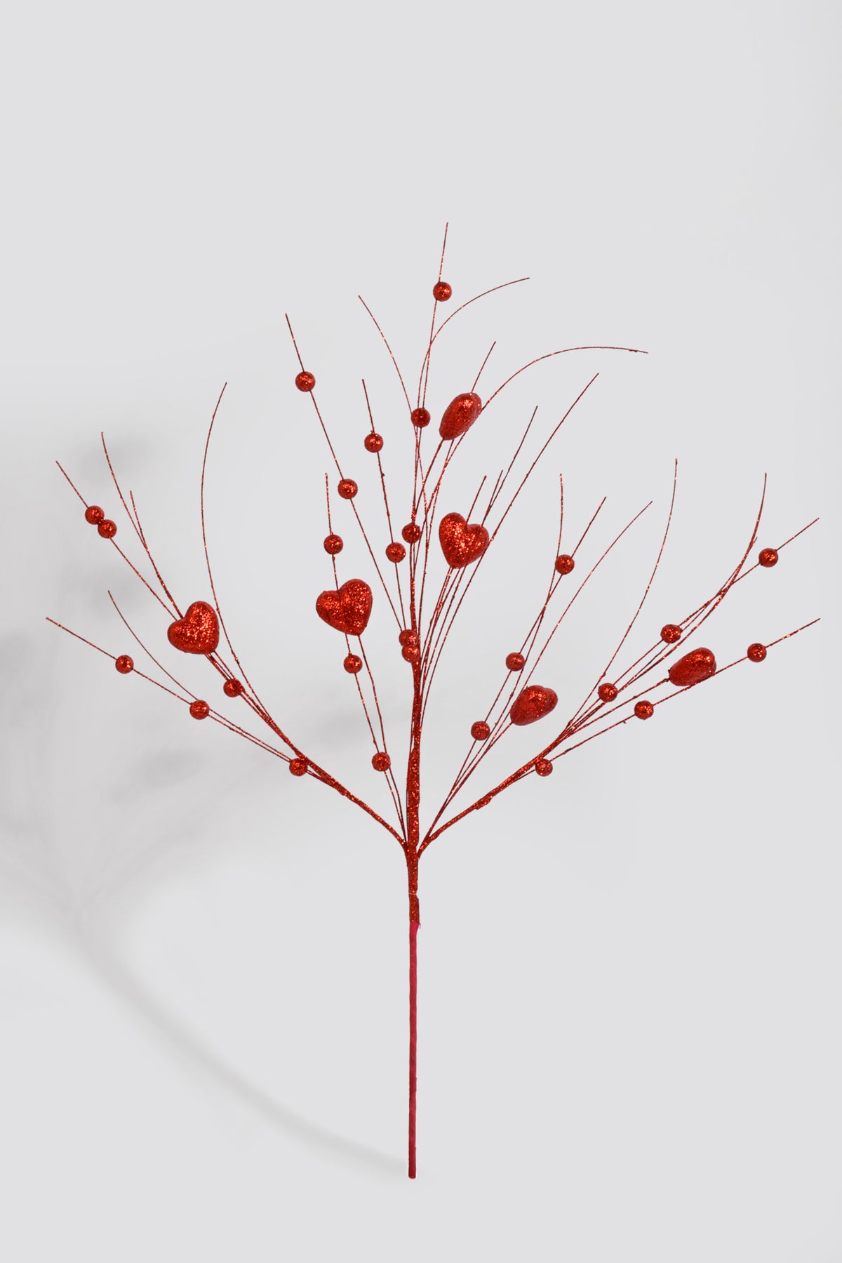 24" Glitter Hearts/Berries Stem Red