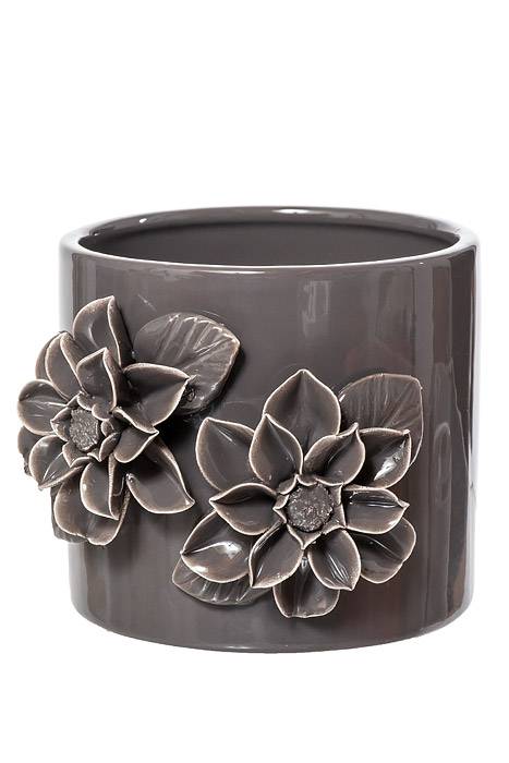 5"x 4.75" 3-d Flower Planter Grey