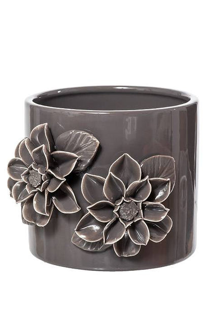 5"x 4.75" 3-d Flower Planter Grey