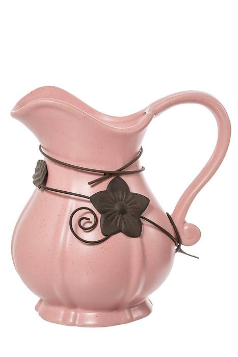 6.5" Pitcher With Flower Pink