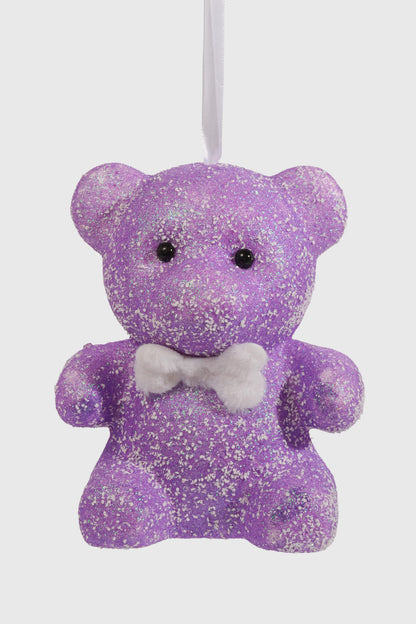 7.5" Snowy Foam Bear Ornament Purple