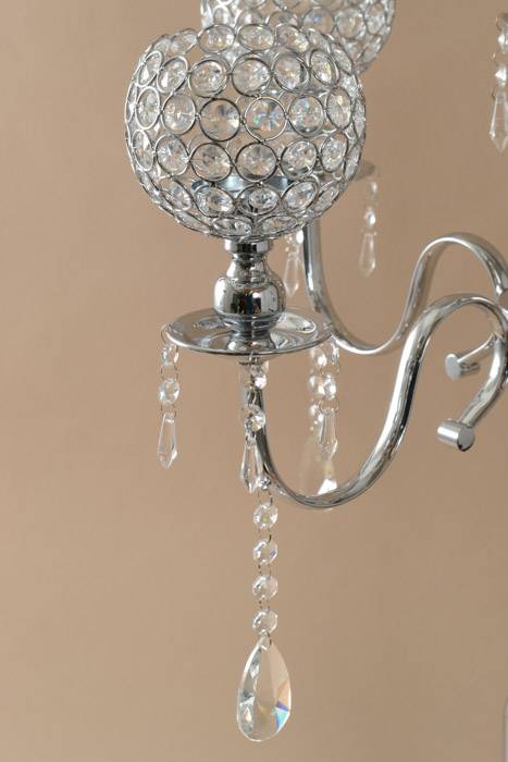 36" Metal 5-lite Candelabrum W/beads Silver