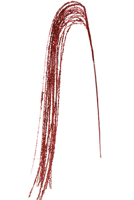 47.25" Glitter Hanging Willow Spray Red