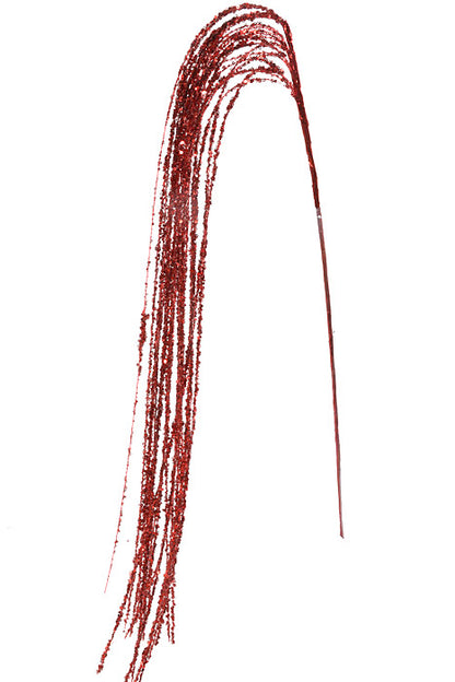 47.25" Glitter Hanging Willow Spray Red