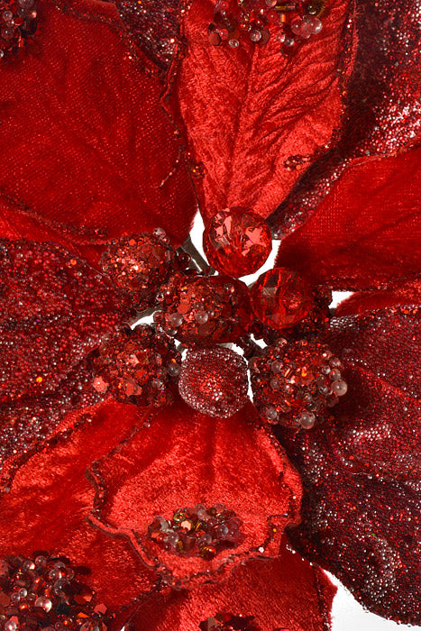 20" X 10" Heavy Jeweled Poinsettia Stem (Red)