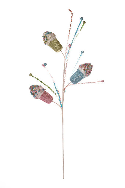 30" Glitter Ice Cream Sequins Stem Spray Pastel/Multi Color