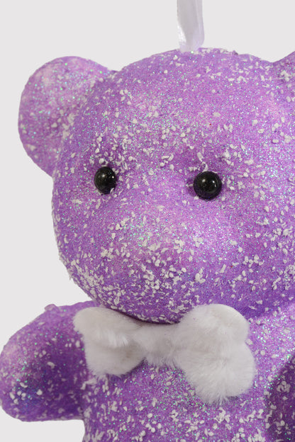 7.5" Snowy Foam Bear Ornament Purple