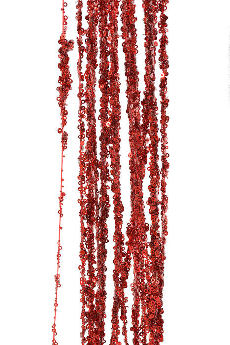 47.25" Glitter Hanging Willow Spray Red