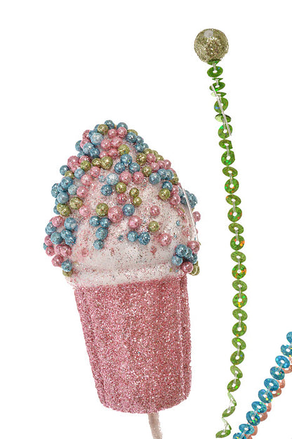 30" Glitter Ice Cream Sequins Stem Spray Pastel/Multi Color