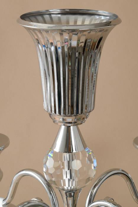 36" Metal 5-lite Candelabrum W/crystal Silver