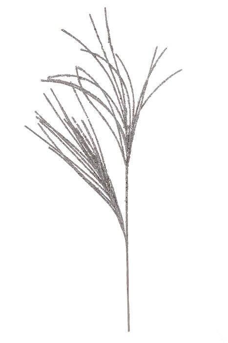 28" Micro Beaded/Sequin Grass Spray (Silver)