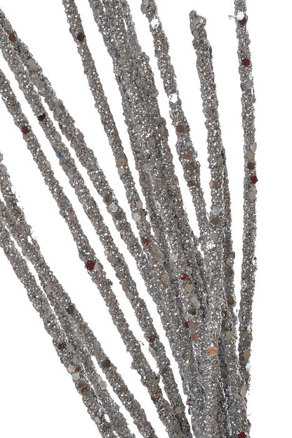 28" Micro Beaded/Sequin Grass Spray (Silver)