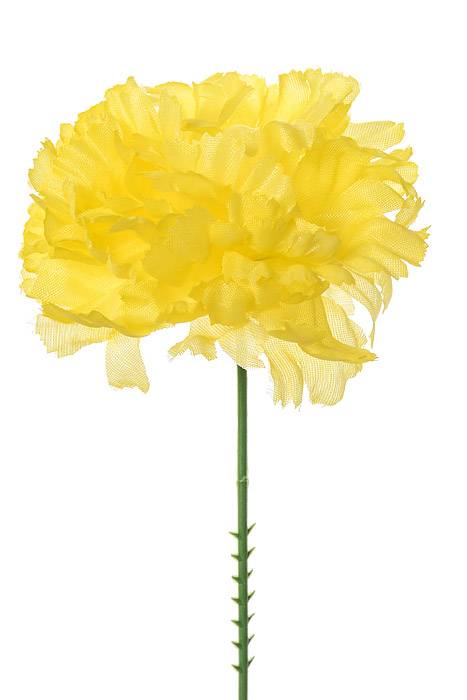 7" Silk Carnation Pick Yellow Pkg/100