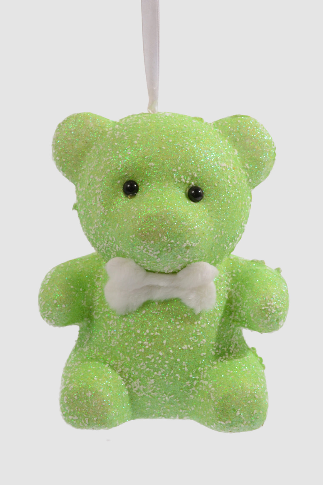 7.5" Snowy Foam Bear Ornament Lime