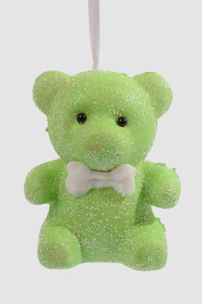 7.5" Snowy Foam Bear Ornament Lime