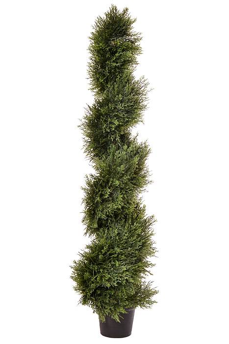 4Ft Spiral Cedar Topiary in a Pot Green