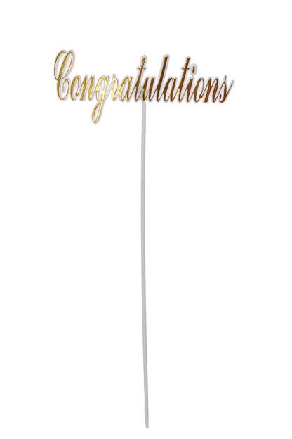 10.5" Congratulations Pick Gold/White Pkg/12