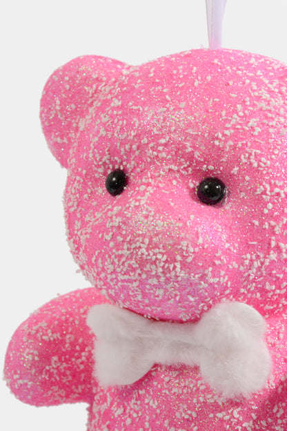 7.5" Snowy Foam Bear Ornament Pink
