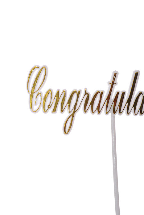 10.5" Congratulations Pick Gold/White Pkg/12