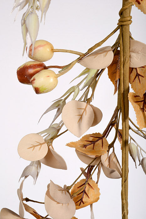 48" Autumn Beech Eucalyptus Pod  Garland Cream/Brown