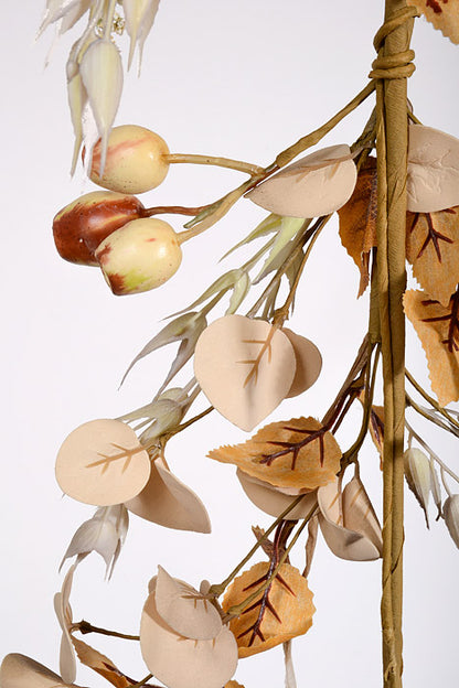 48" Autumn Beech Eucalyptus Pod  Garland Cream/Brown