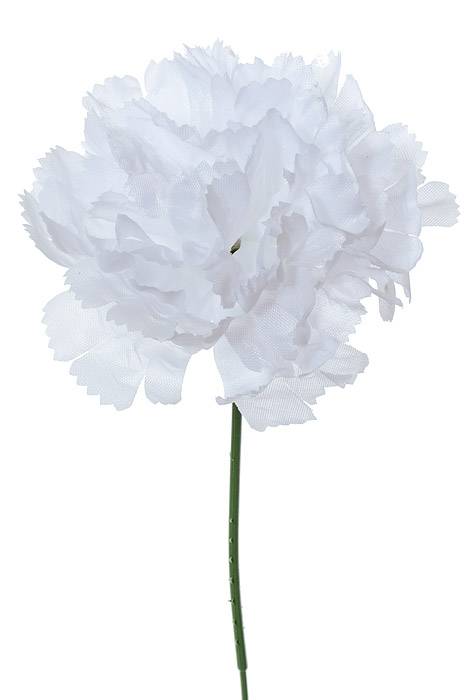 7" Silk Carnation Pick White Pkg/100