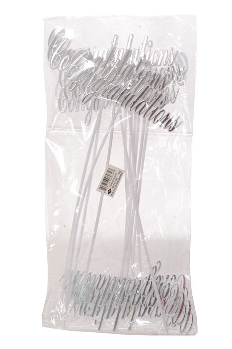 10.5" Congratulations Pick Silver/White Pkg/12