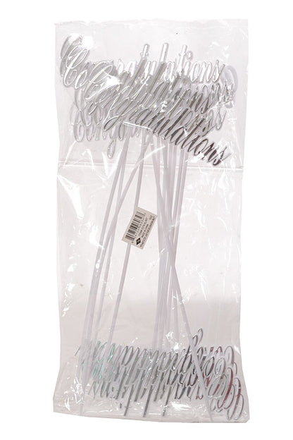 10.5" Congratulations Pick Silver/White Pkg/12