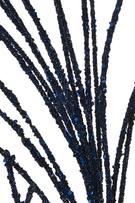 28" Micro Beaded/Sequin Grass Spray (Midnight Blue)