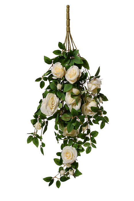 33.5" Rose Hanging Bush White/Green