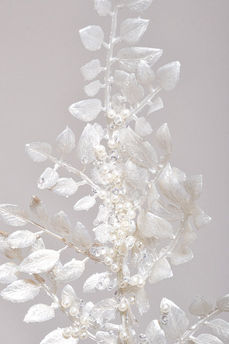 33" Fern Metallic Spray White