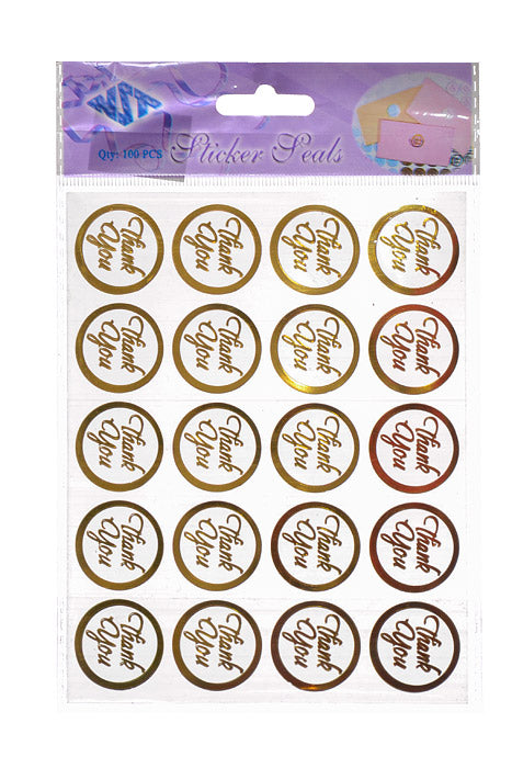 Sticker Seal "Thank You" Gold Pkg/100