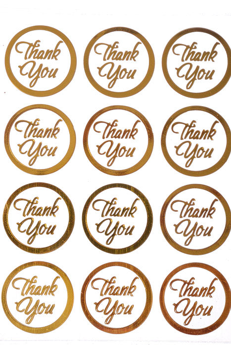 Sticker Seal "Thank You" Gold Pkg/100