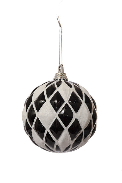 150Mm Design Ball Ornament Black/White Pkg/2