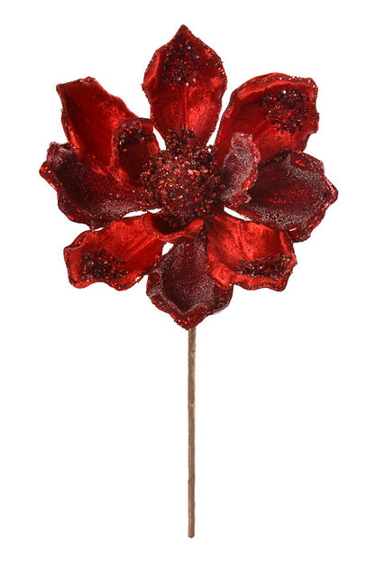 19.5" X 7" Heavy Jeweled Magnolia Stem (Red)
