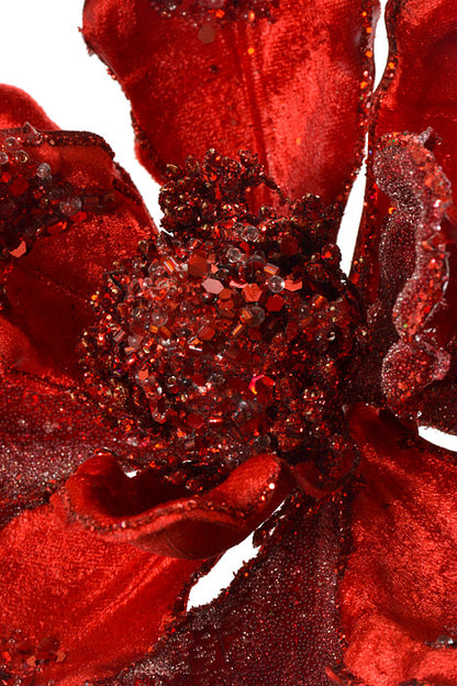 19.5" X 7" Heavy Jeweled Magnolia Stem (Red)