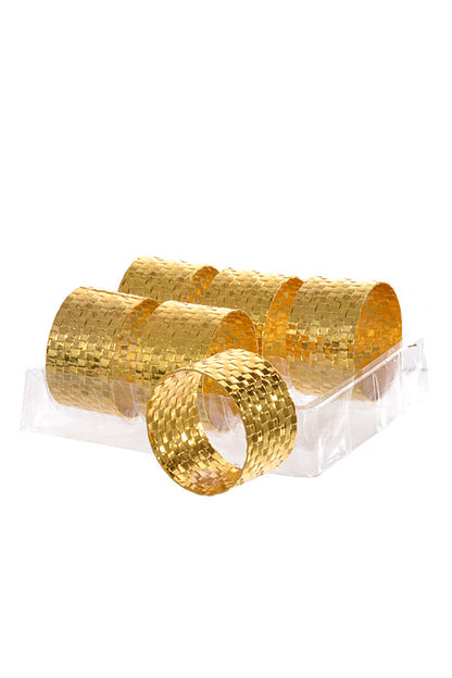1.9" x 1.1" Metal Weave Napkin Ring Pkg/6