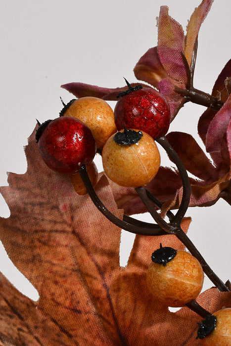 12" Pumpkin/Berry/Leaves Pick Orange