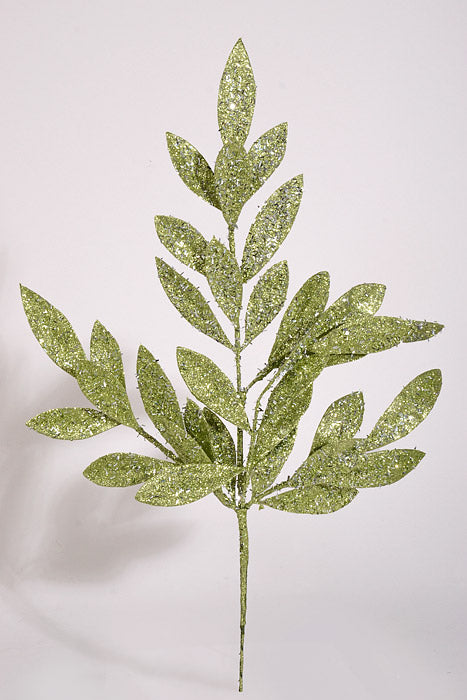 20" Metallic Glitter Laurel Spray Sage