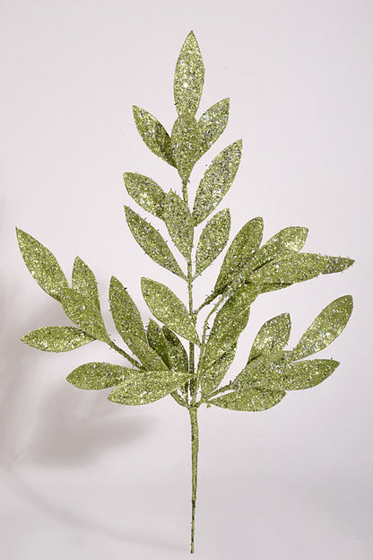 20" Metallic Glitter Laurel Spray Sage
