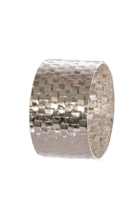 1.9" x 1.1"Metal Weave Napkin Ring Silver Pkg/6