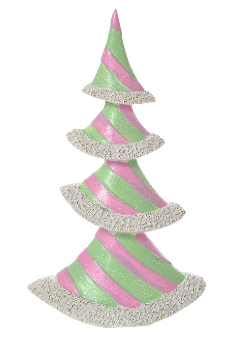 11.6" Resin Pastel Peppermint Layer Tree (Pink/Peppermint)