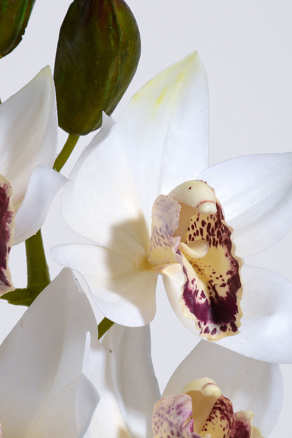 19" Silk Cymbidium Orchid Spray Cream/Burgundy